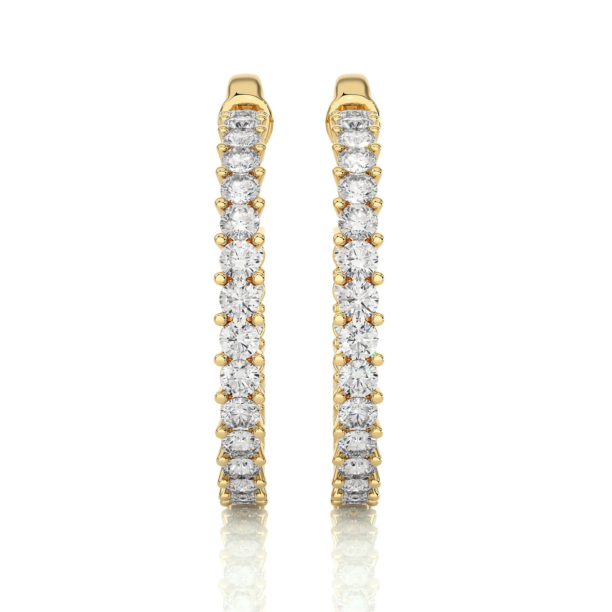 14K Gold Round EF VS/SI Lab-Grown Diamond Half Hoop Earrings Minimalist Prong Setting Design with Ethically Sourced Sparkle.